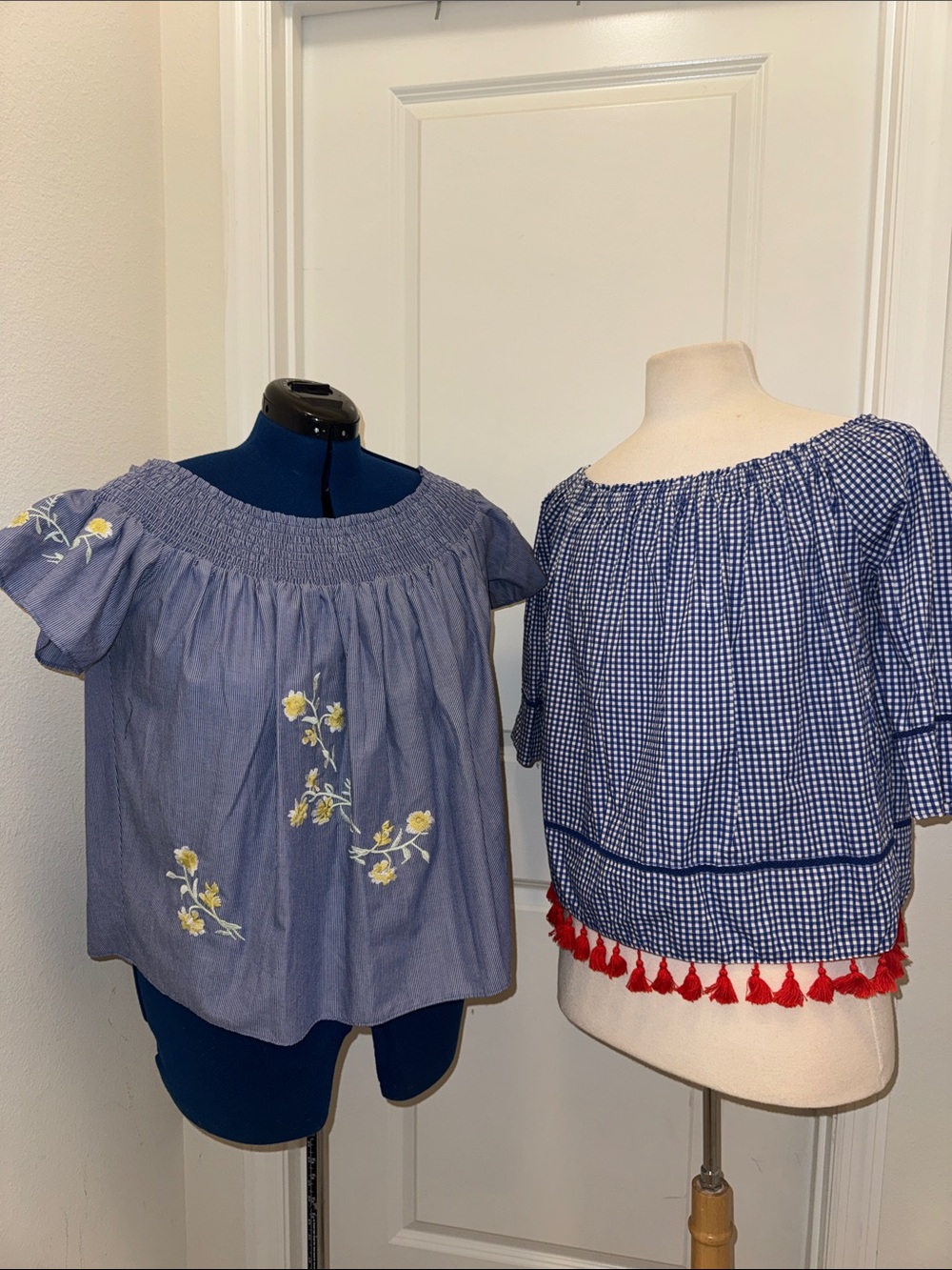 Cremieux peasant top & gingham off-the-shoulder you get not size large